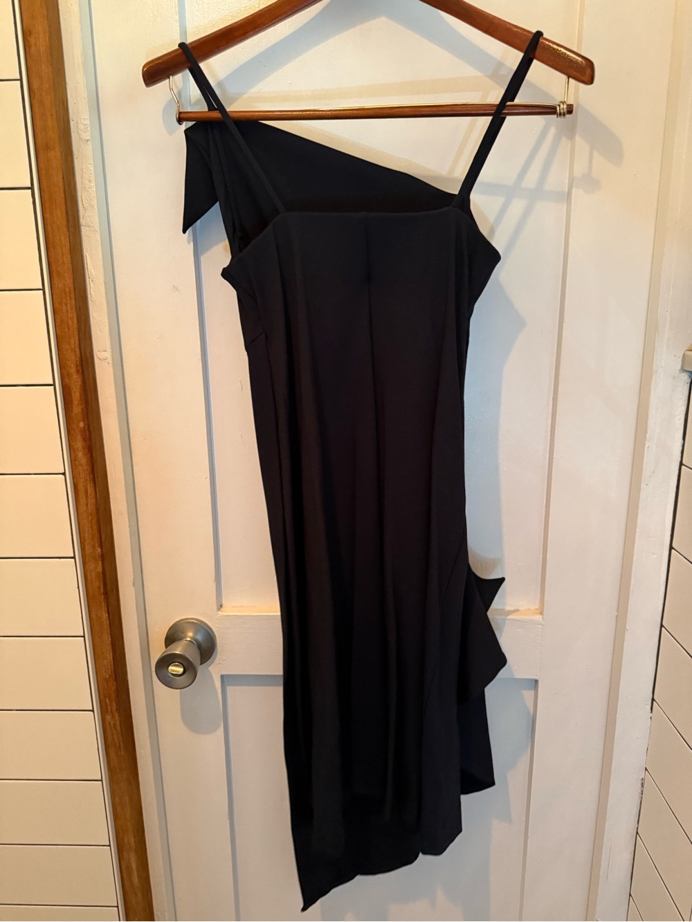 Jil Sander Black Asymmetrical Spaghetti-Strap Dress